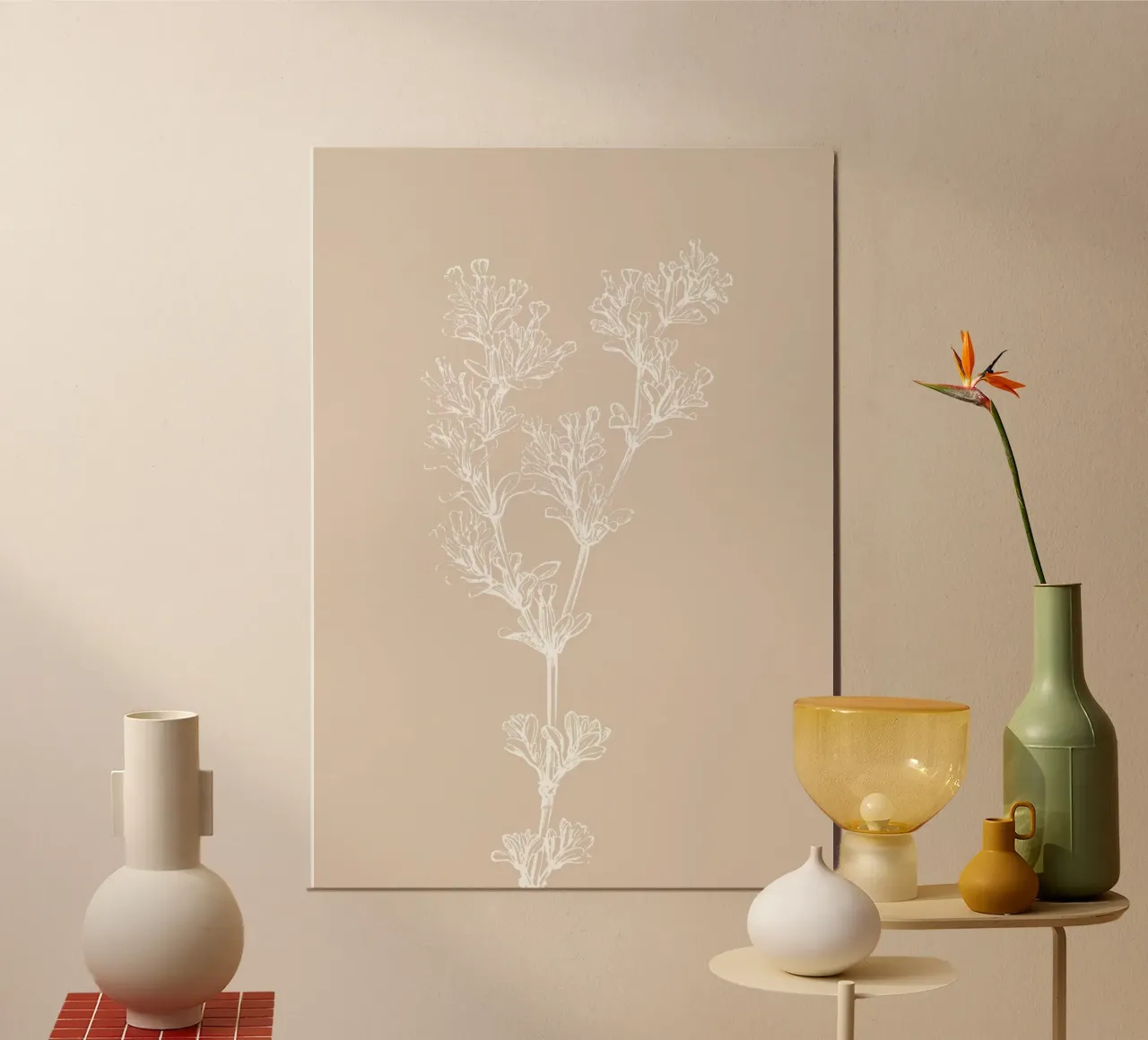 Delicate linee d'arte botaniche - Stampa floreale neutra carta hahnemühle da ClubArt