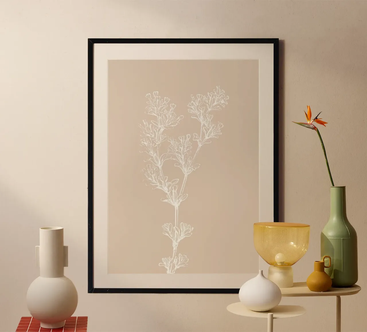 Delicate linee d'arte botaniche - Stampa floreale neutra carta hahnemühle da ClubArt