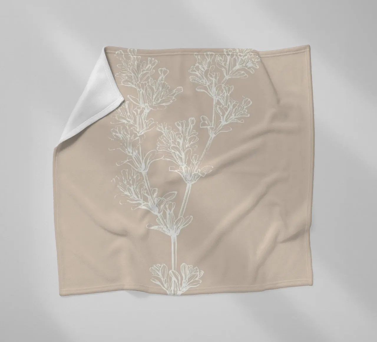 Delicate linee d'arte botaniche - Stampa floreale neutra coperta in pile da ClubArt