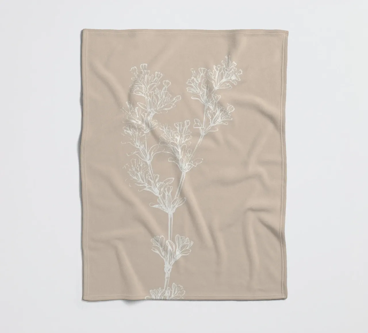 Delicate linee d'arte botaniche - Stampa floreale neutra coperta in pile da ClubArt