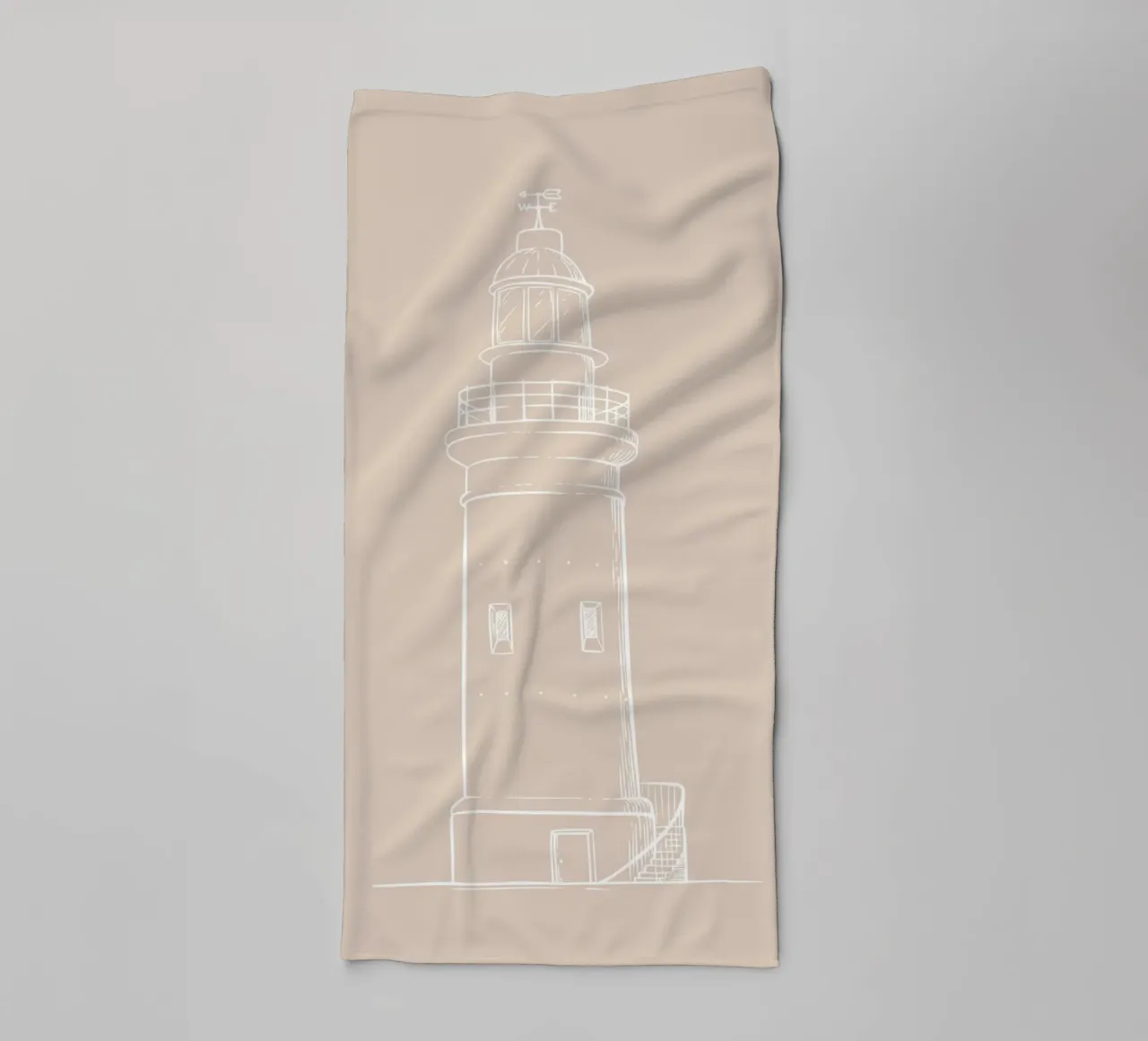 Minimalist Lighthouse Sketch - Neutral Coastal Decor towel by ClubArt