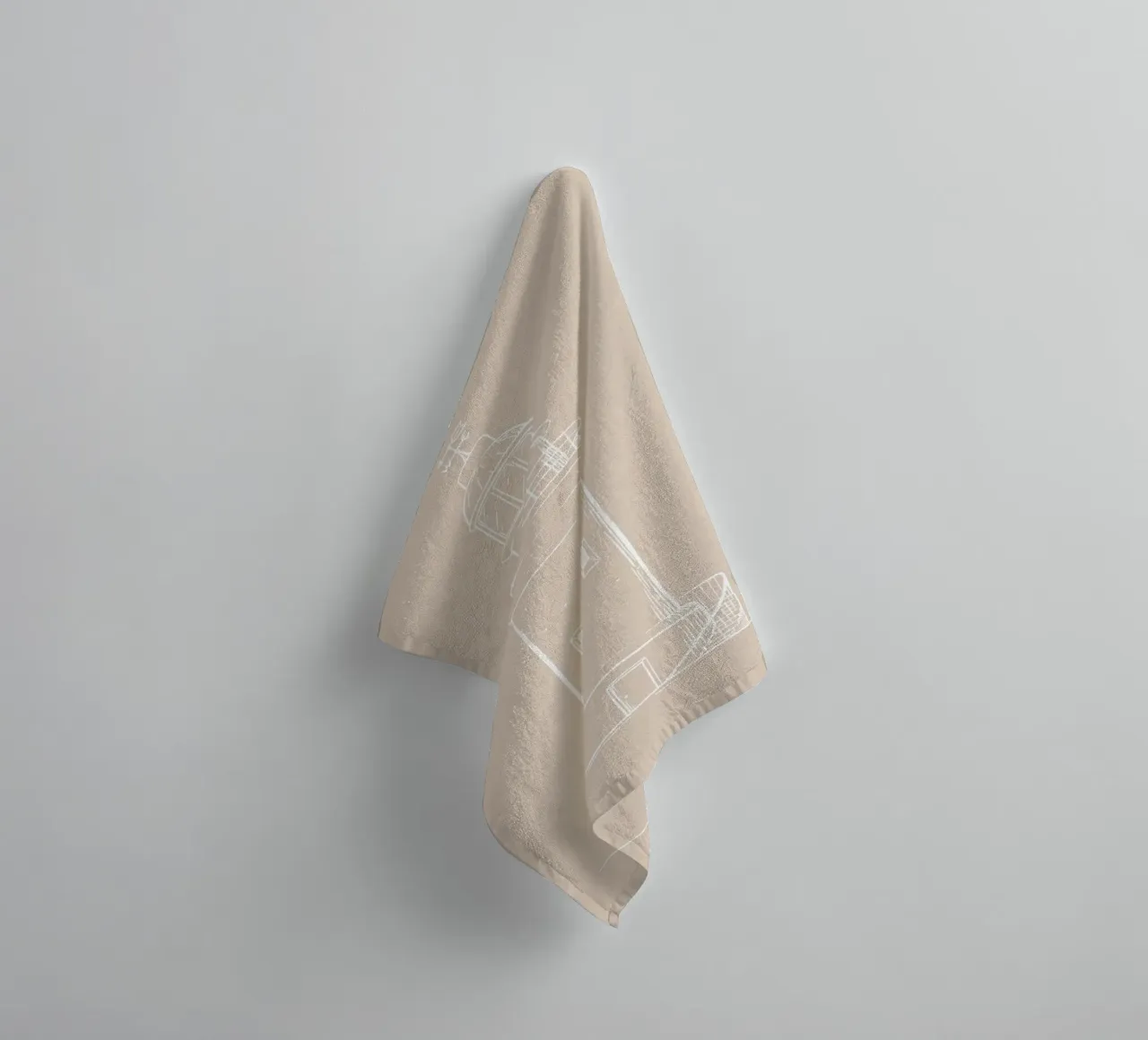 Minimalist Lighthouse Sketch - Neutral Coastal Decor towel by ClubArt