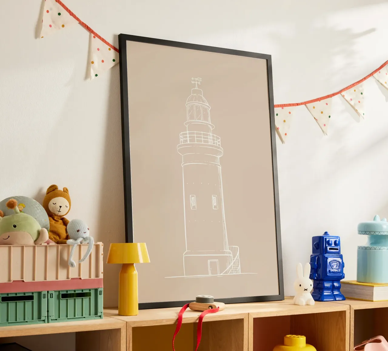 Minimalist Lighthouse Sketch - Neutral Coastal Decor hahnemühle by ClubArt
