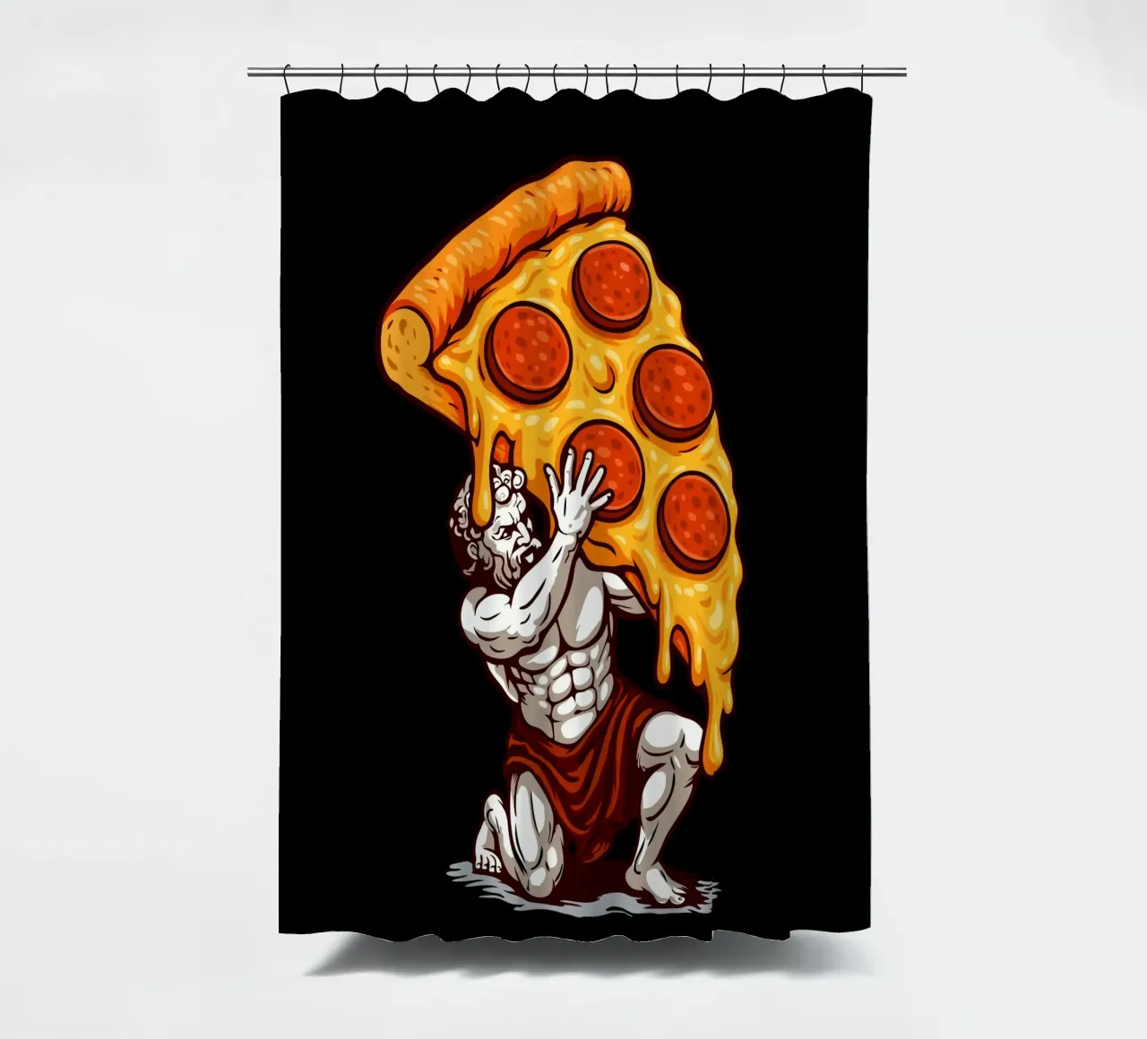Atlas Pizza shower curtain by LM2KONE