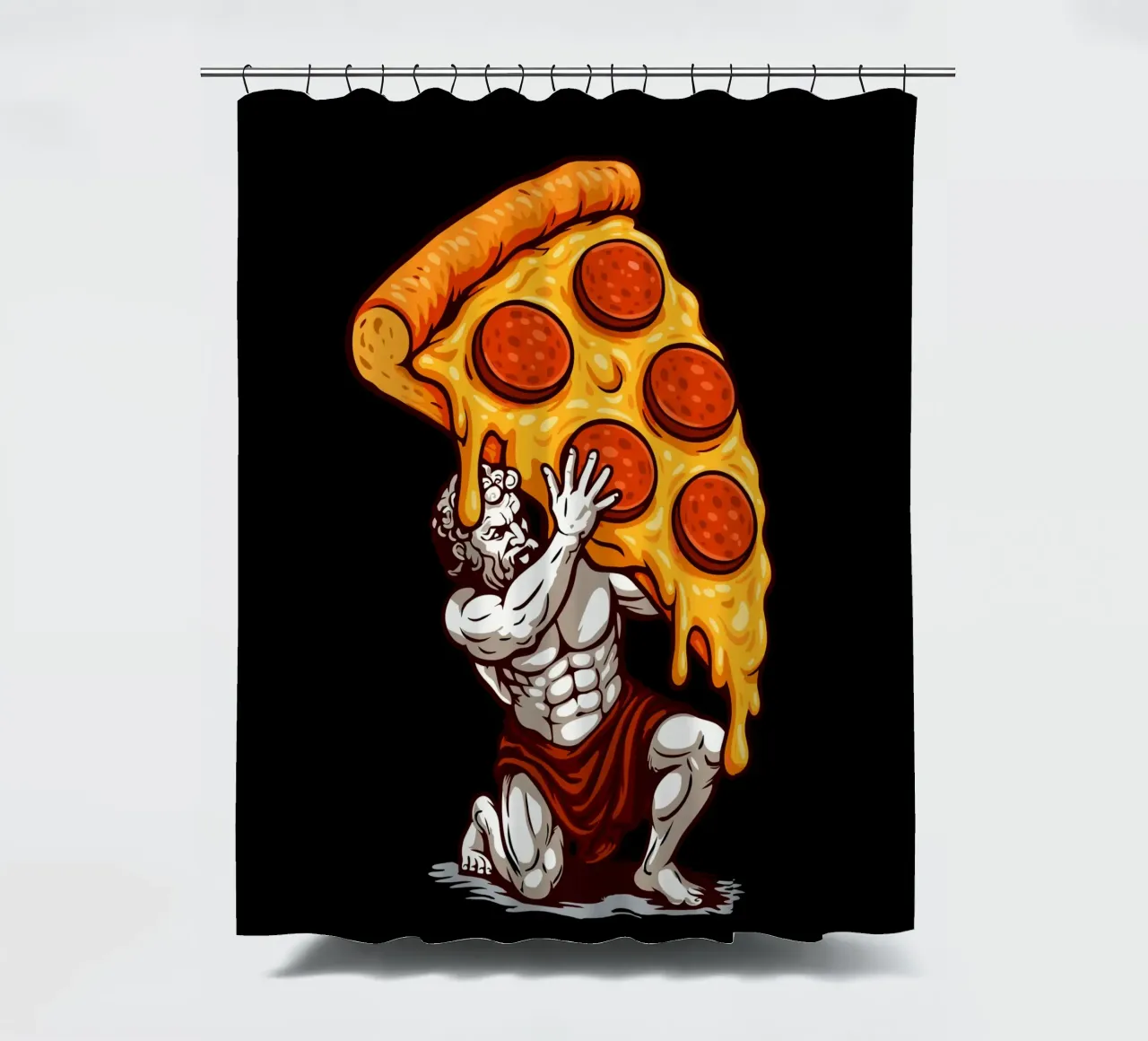 Atlas Pizza shower curtain by LM2KONE