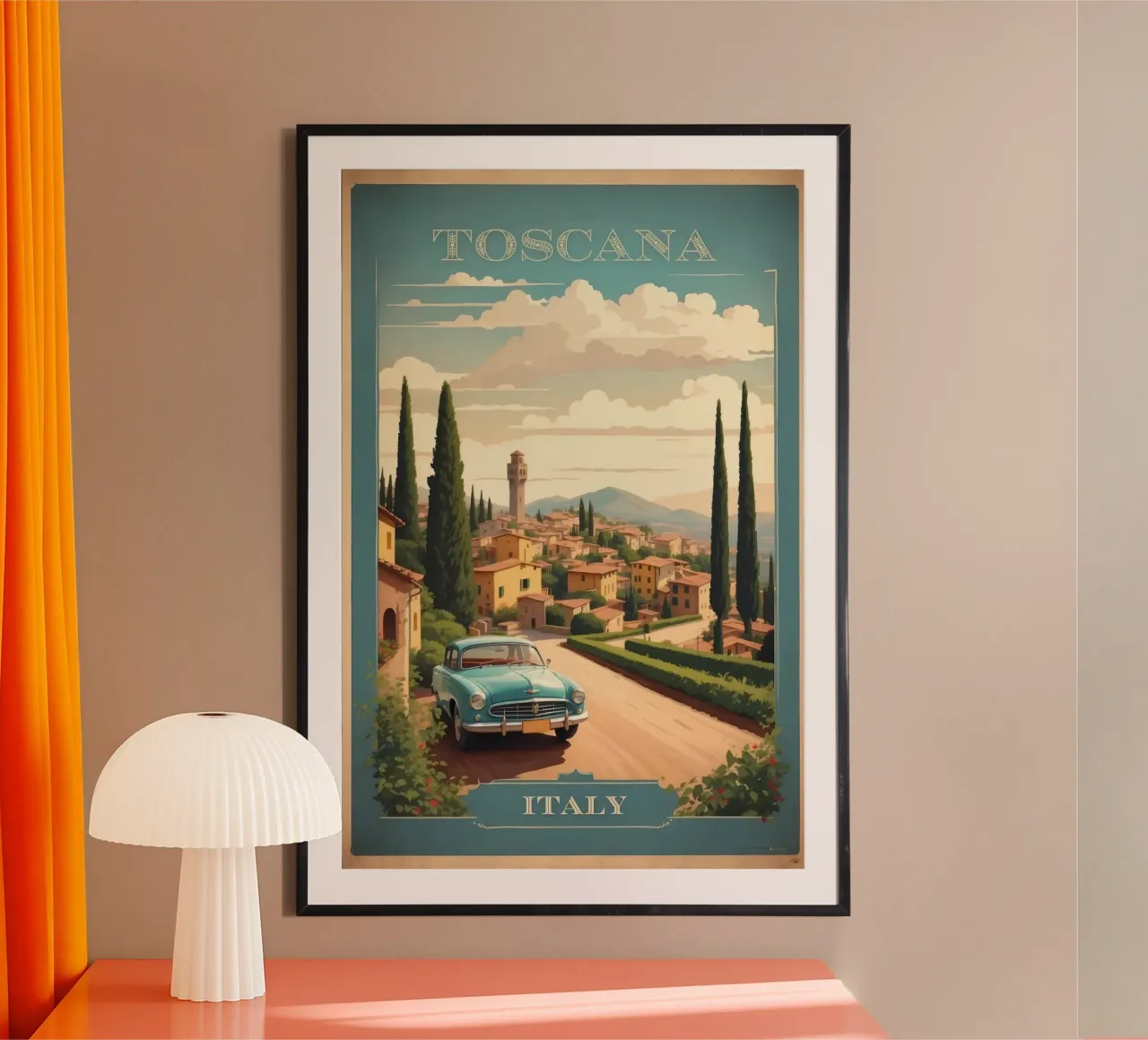 Catturare la bellezza della Toscana Viaggio Vintage Retro poster con telaio in plastica da Beauty wall