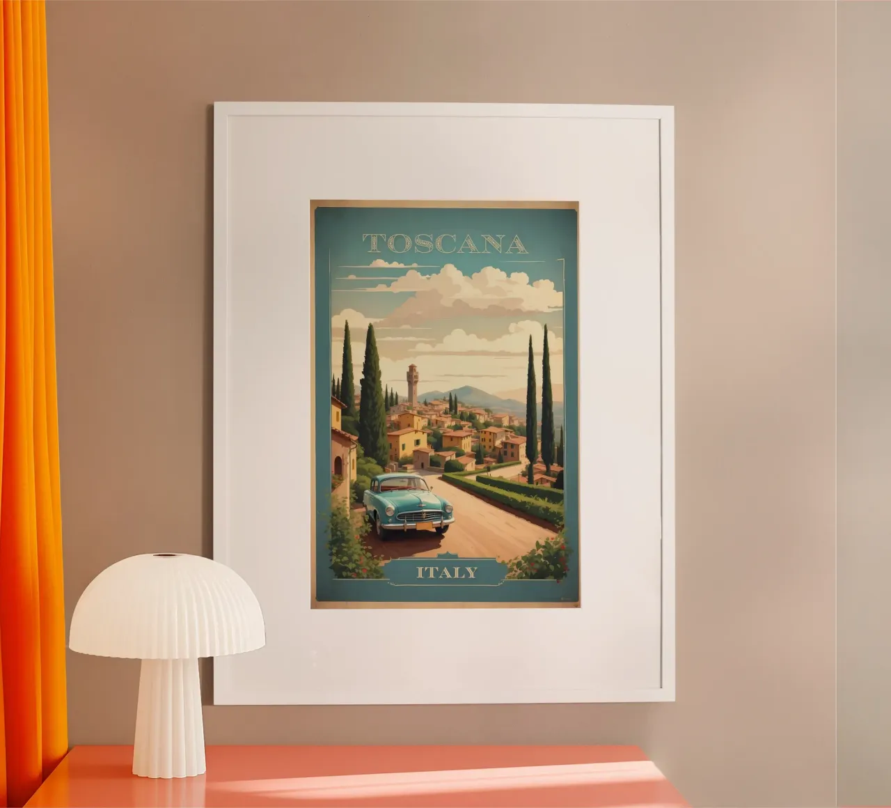 Catturare la bellezza della Toscana Viaggio Vintage Retro poster con telaio in plastica da Beauty wall