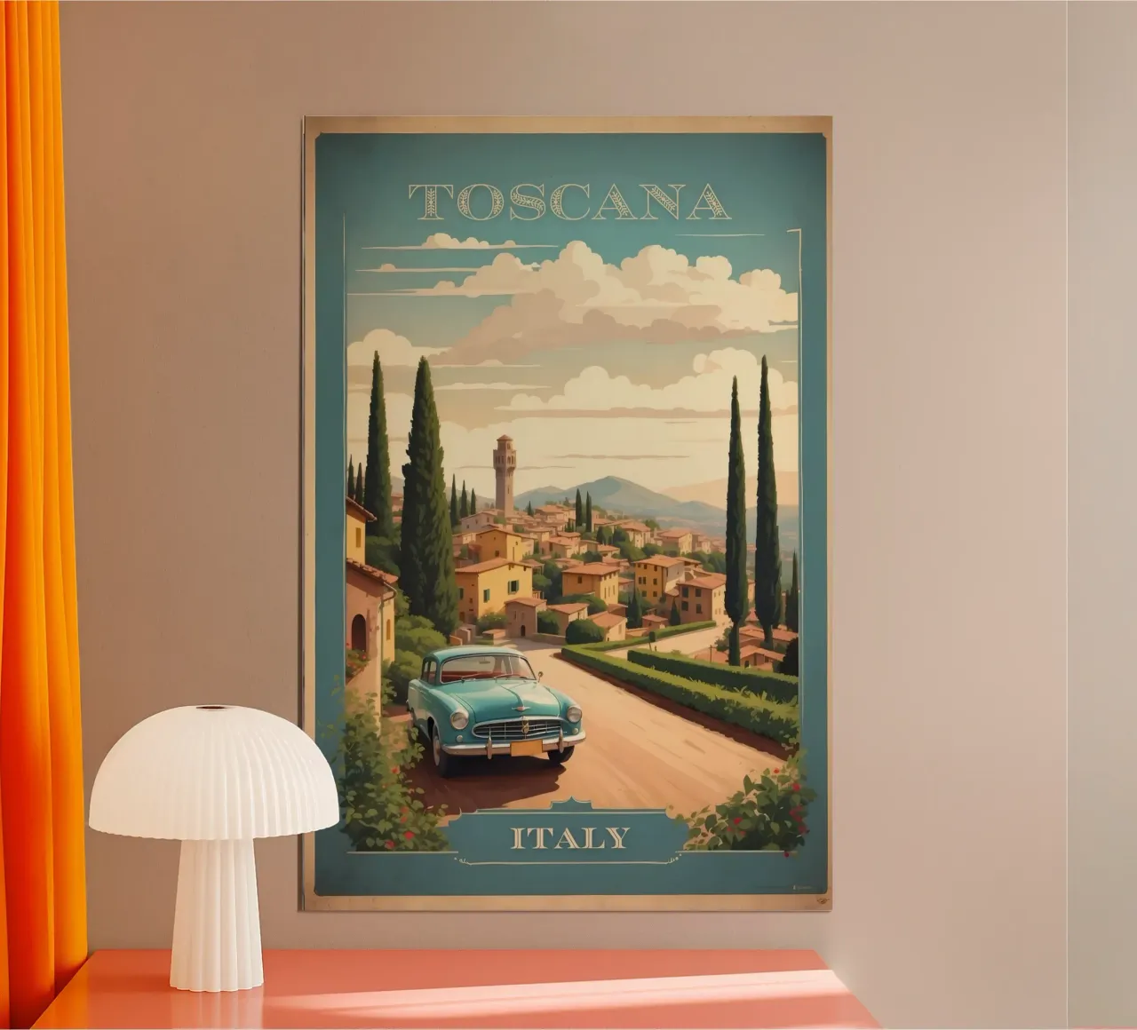 Catturare la bellezza della Toscana Viaggio Vintage Retro poster con telaio in plastica da Beauty wall
