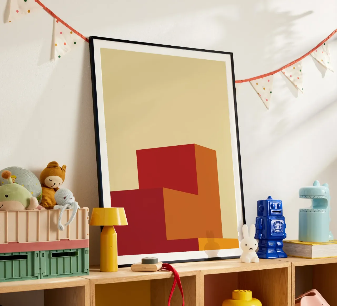 Vista minimalista retrò poster con telaio in legno da Retro Boy Art