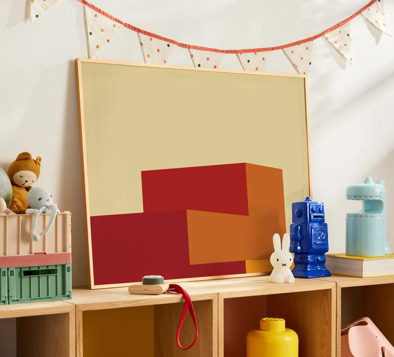 Vista minimalista retrò poster con telaio in legno da Retro Boy Art