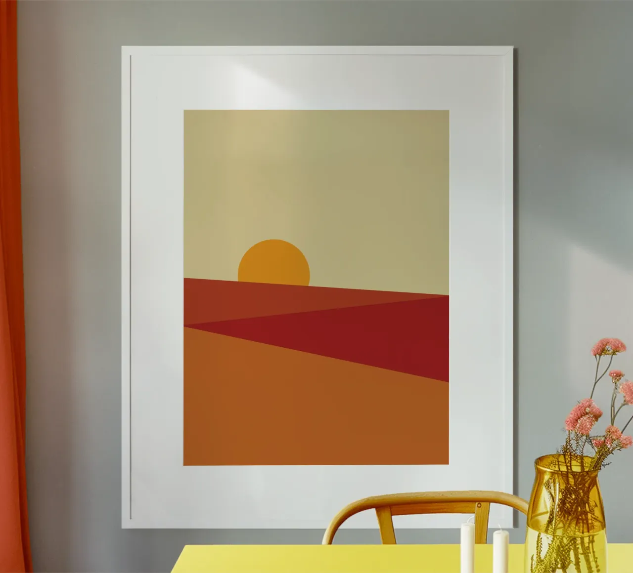 Alba del deserto retrò poster con telaio in legno da Retro Boy Art