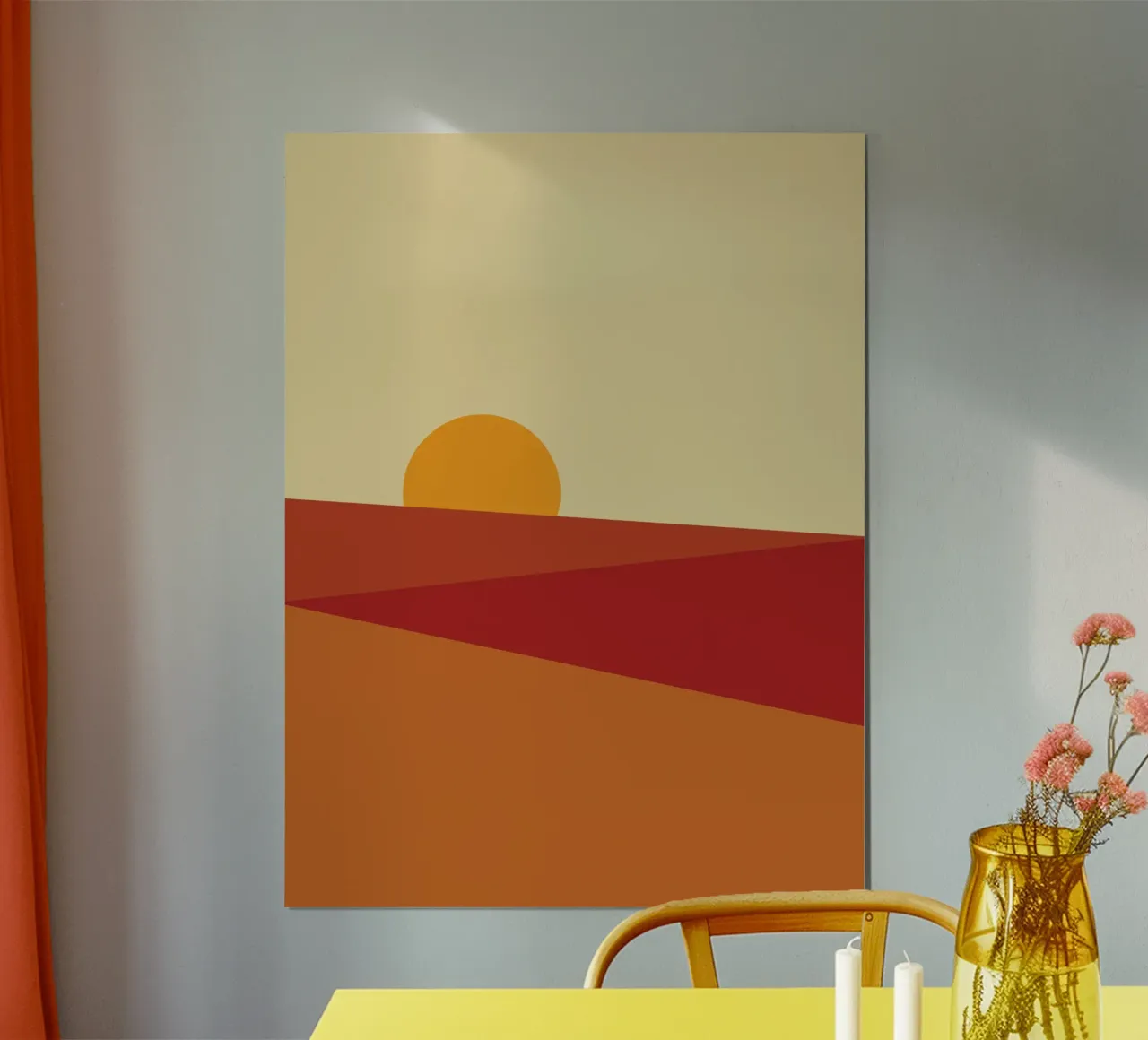 Alba del deserto retrò poster con telaio in legno da Retro Boy Art