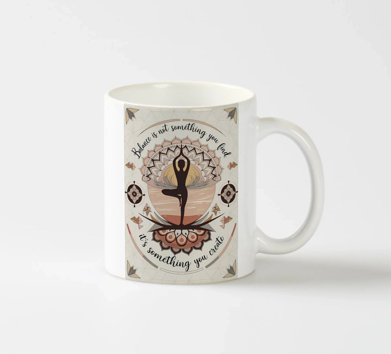 Balans is niet iets wat je vindt, het is iets wat je creëert keramische mok van YogaShop