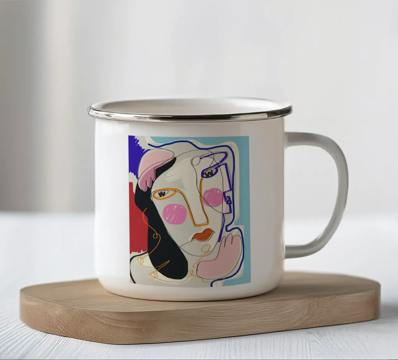 Ritratto in linea di Muse tazza in smalto da Little Dean