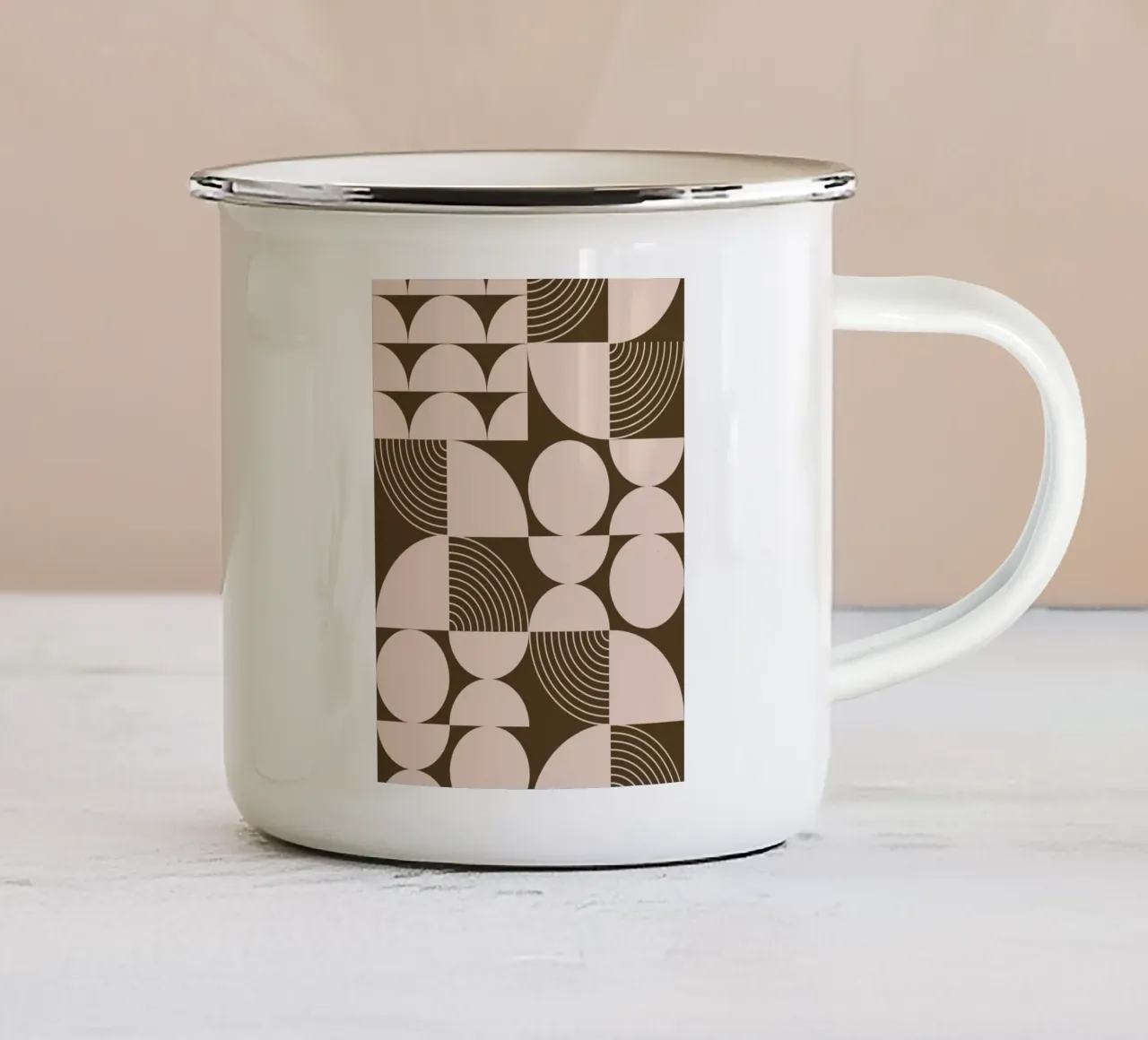 Marrone di metà secolo tazza in smalto da Little Dean