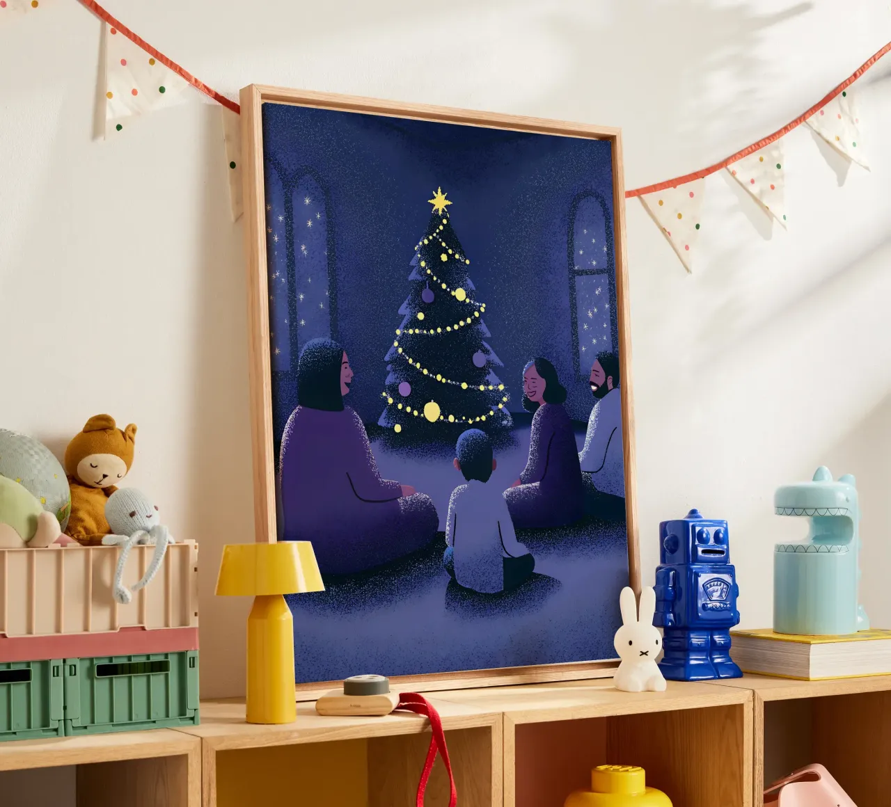 Kerstviering met familie canvas met Baklijst van SOUL SHOP
