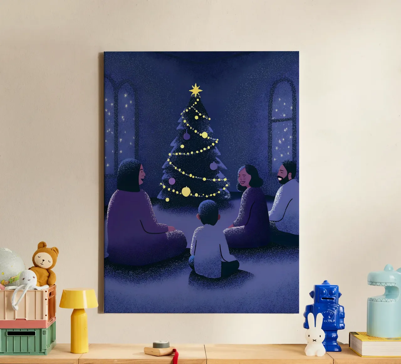 Kerstviering met familie canvas met Baklijst van SOUL SHOP