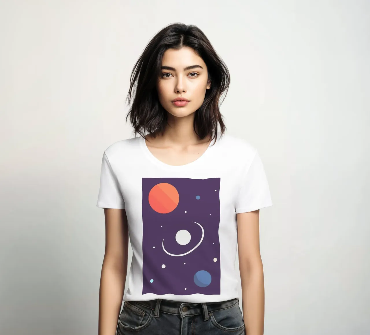 planet orbit space women's fitted t-shirt by space words
