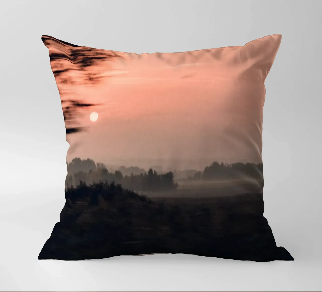 sunset horizon trees decorative cushion by space words
