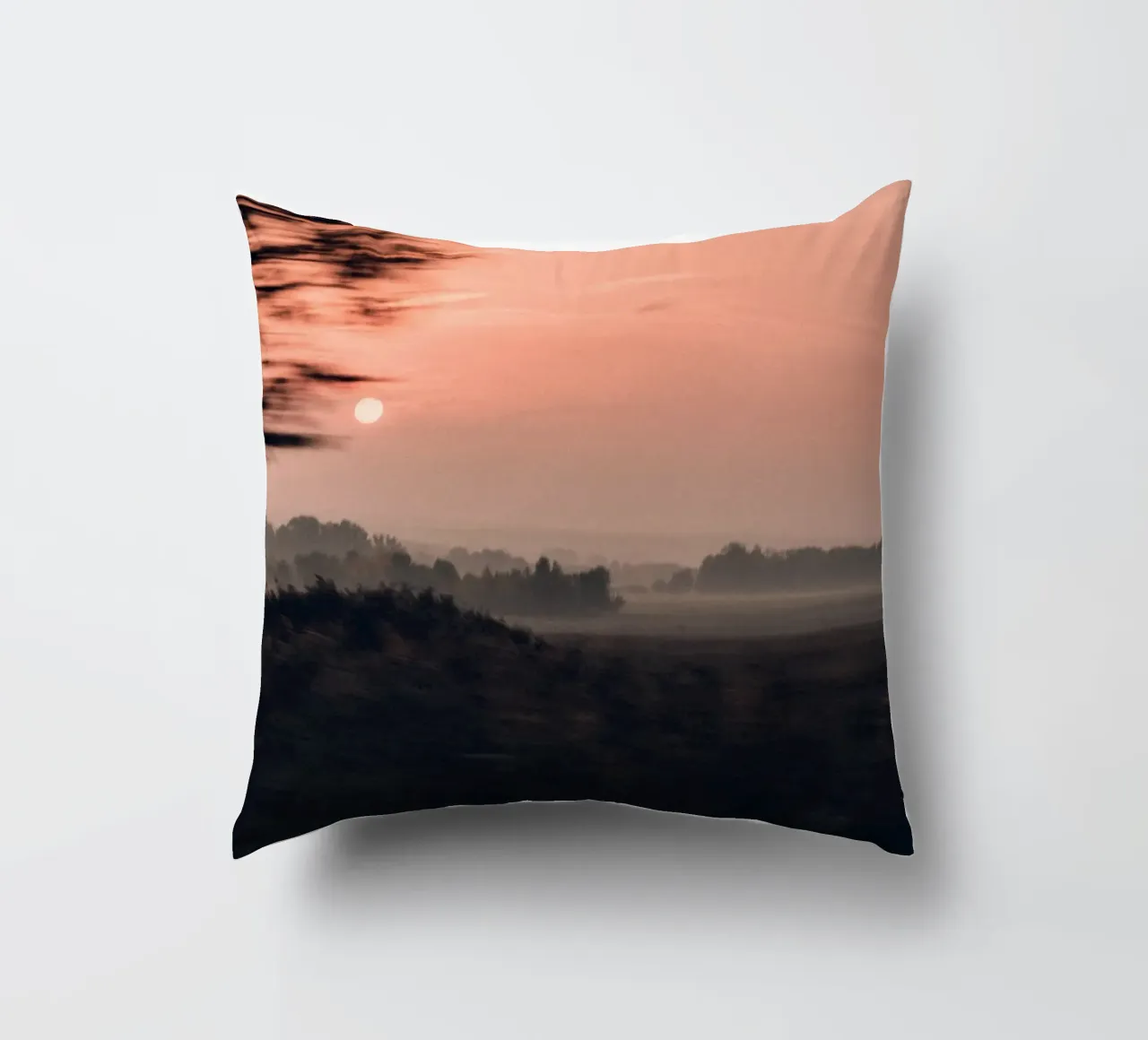 sunset horizon trees decorative cushion by space words