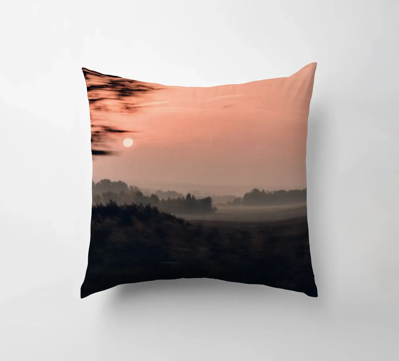 sunset horizon trees decorative cushion by space words