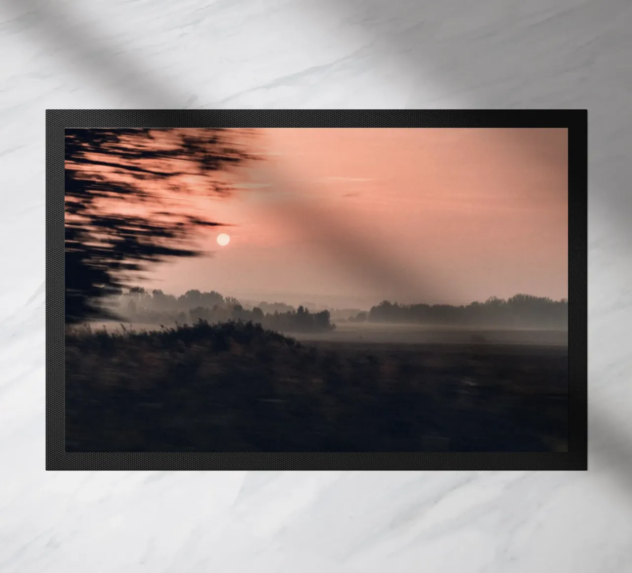 sunset horizon trees doormat by space words