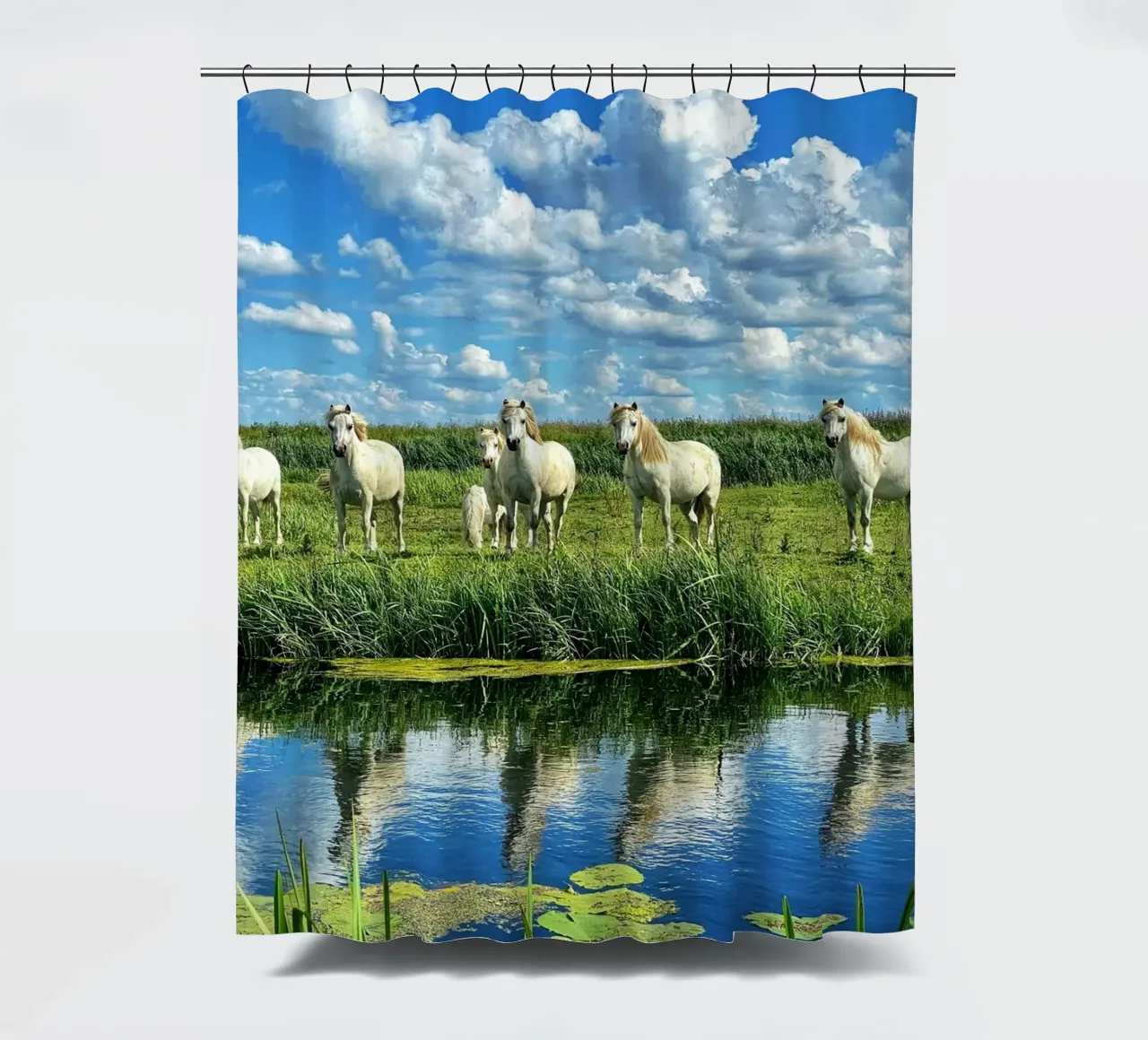 herd of horses wildlife shower curtain by Horsire