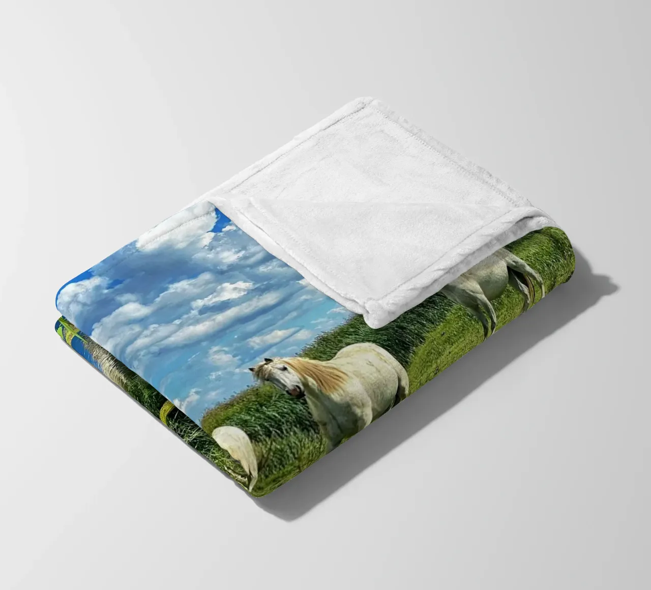 branco di cavalli selvatici coperta in pile da Horsire