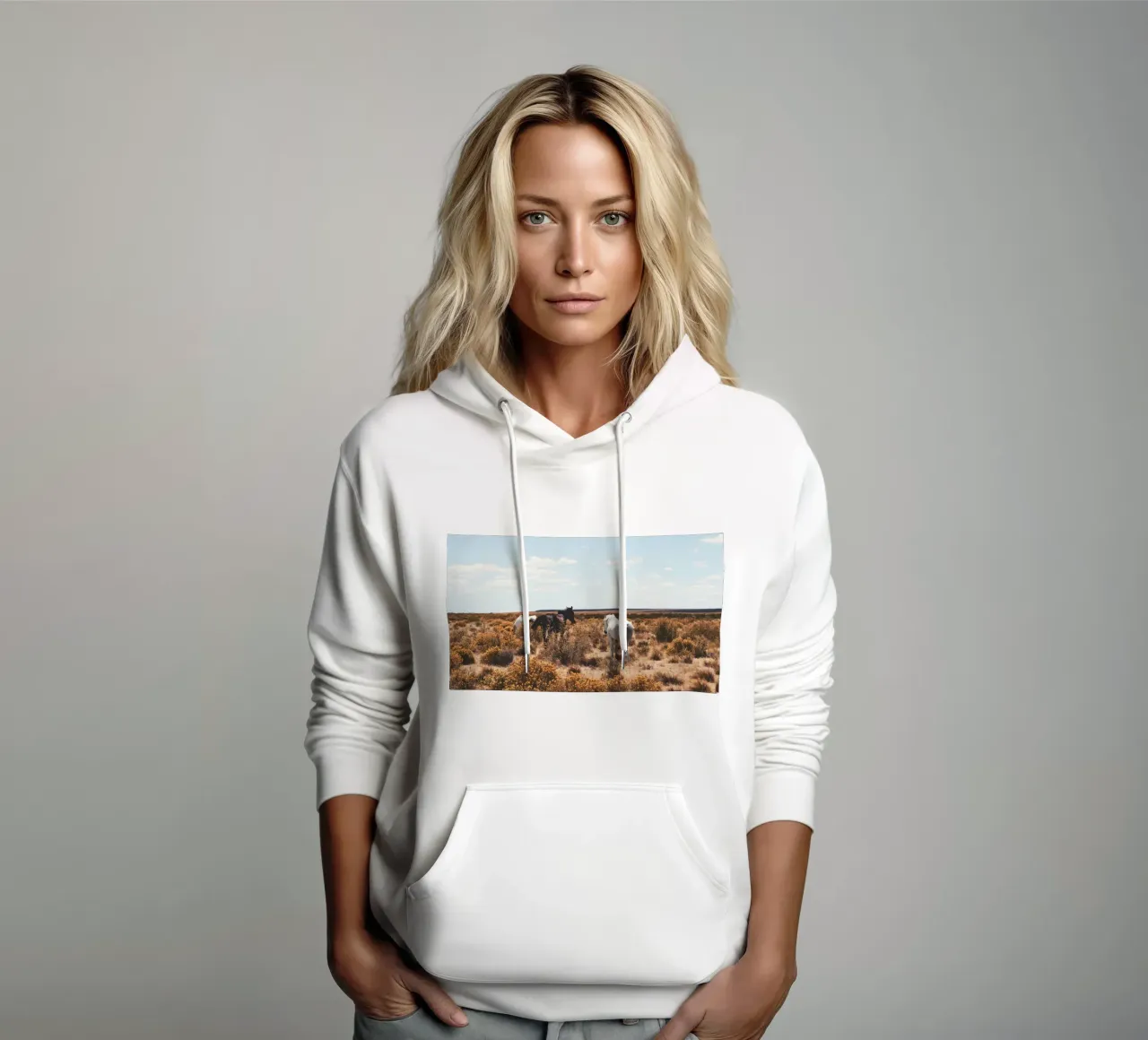 cavalli del deserto erba secca felpa con cappuccio da Horsire
