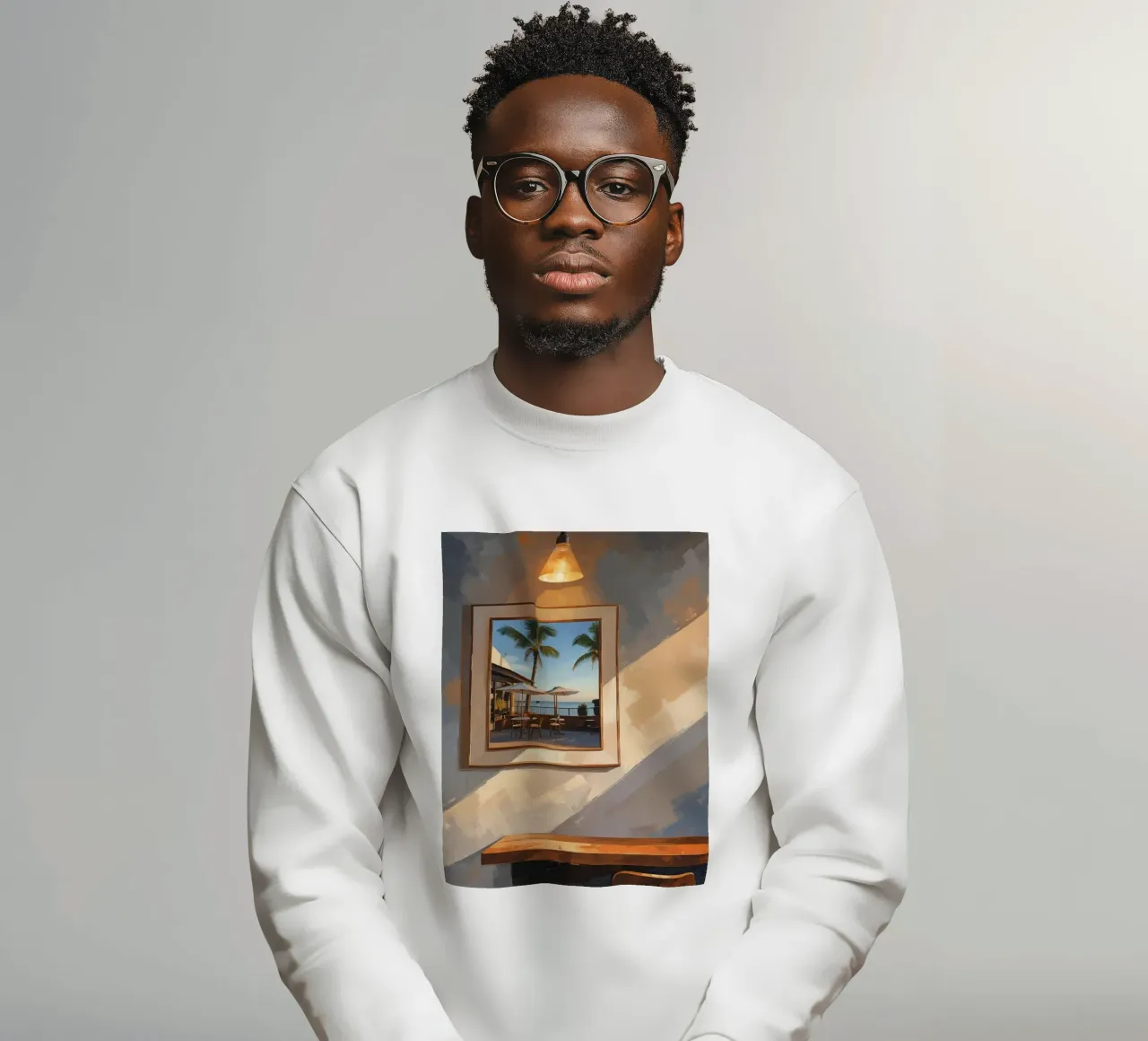 imagen enmarcada palmeras sudadera de cofa home
