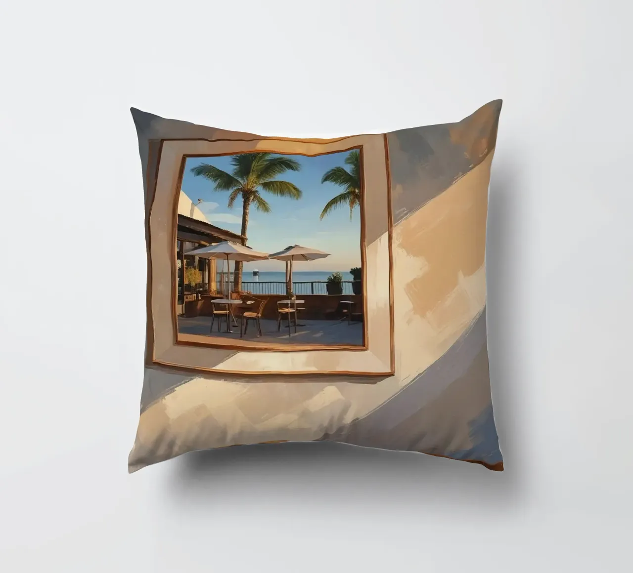 framed image palm trees decorative cushion by cofa home