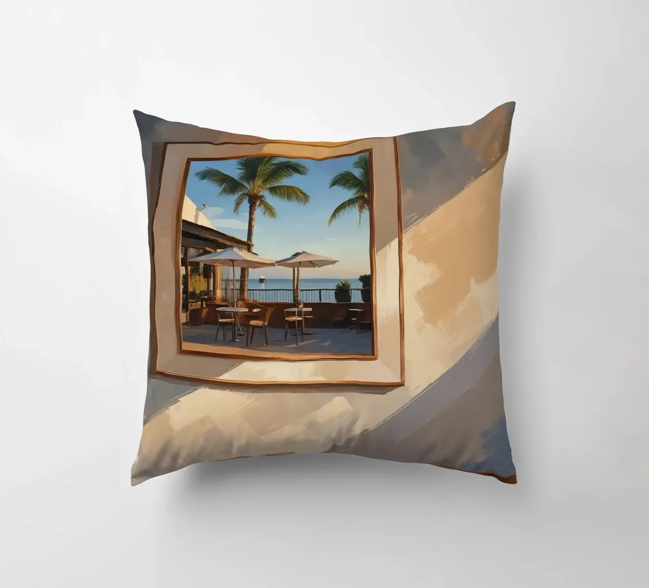 framed image palm trees decorative cushion by cofa home