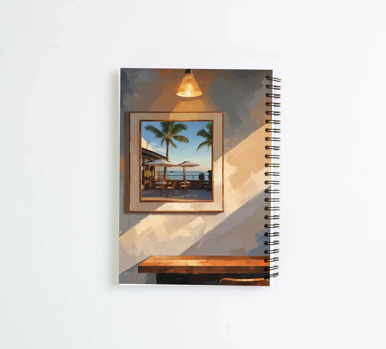 framed image palm trees spiral notebook by cofa home