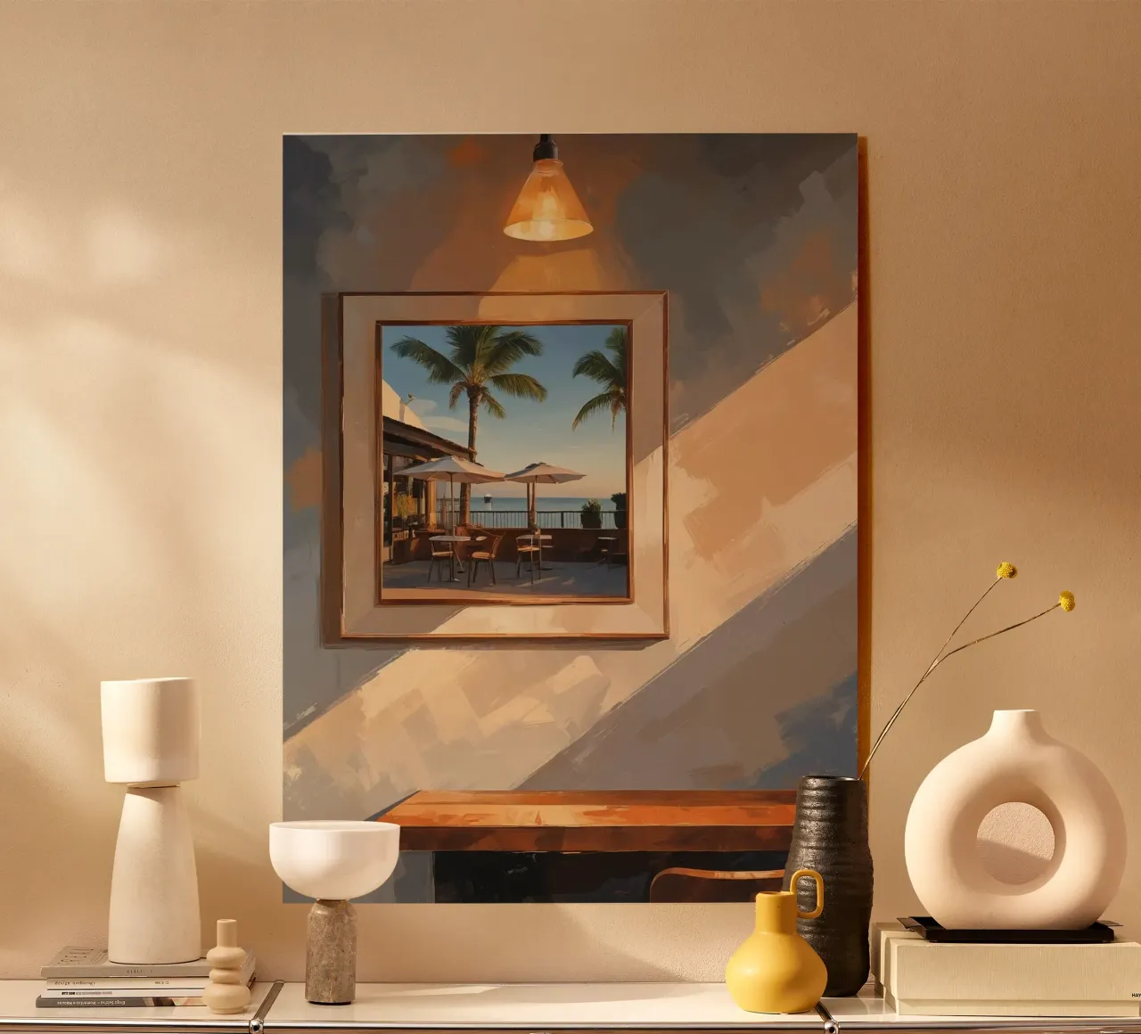 imagen enmarcada palmeras metacrilato de cofa home