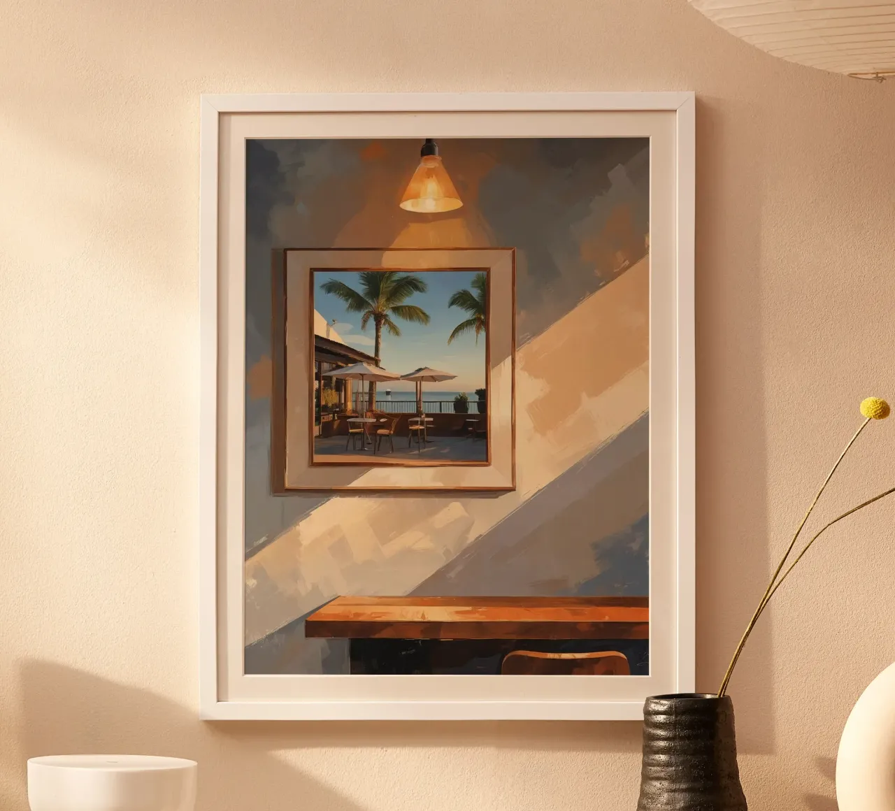 framed image palm trees hahnemühle by cofa home