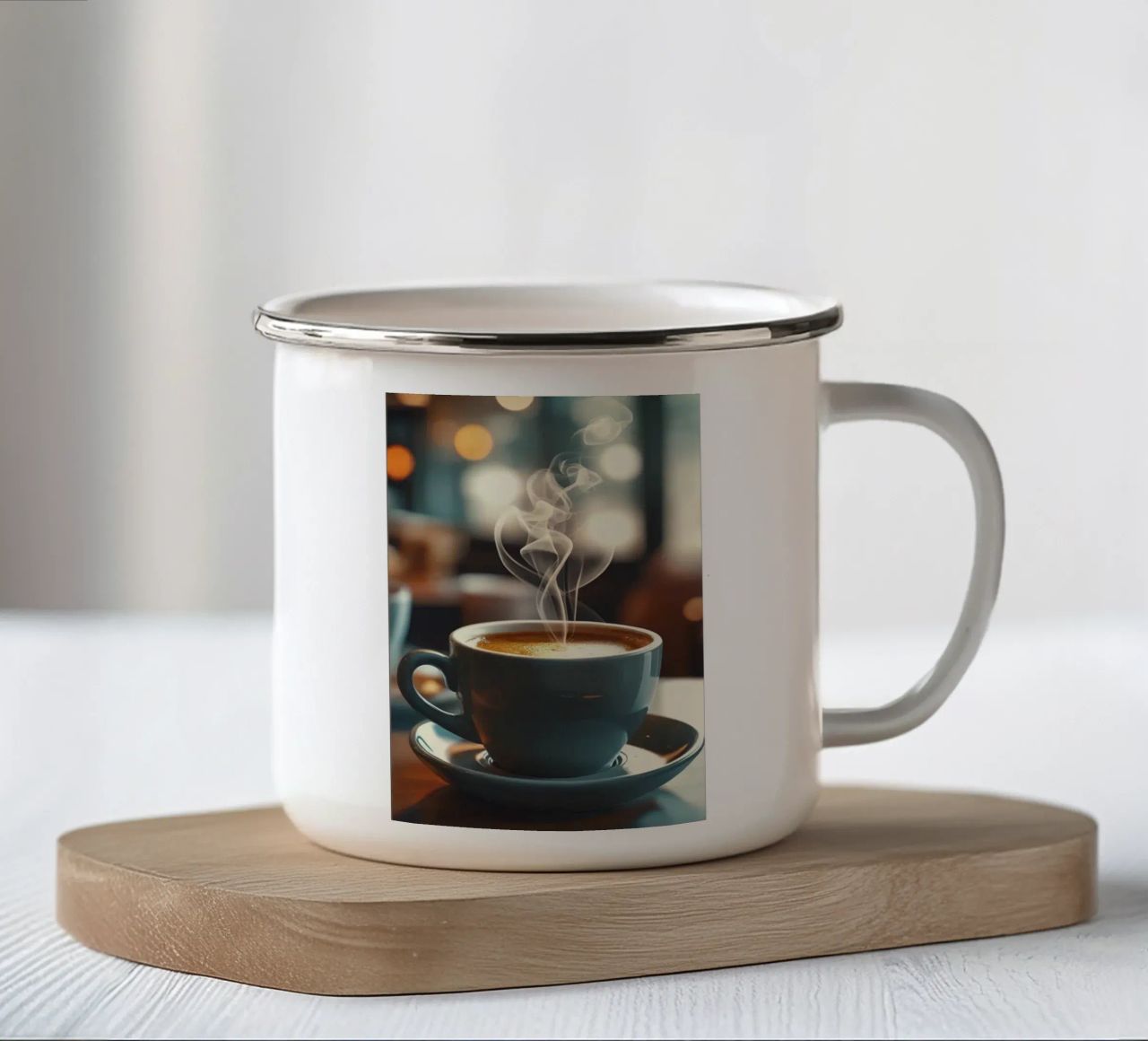 Kaffeetasse Untertasse Dampf Emaille Tasse von cofa home
