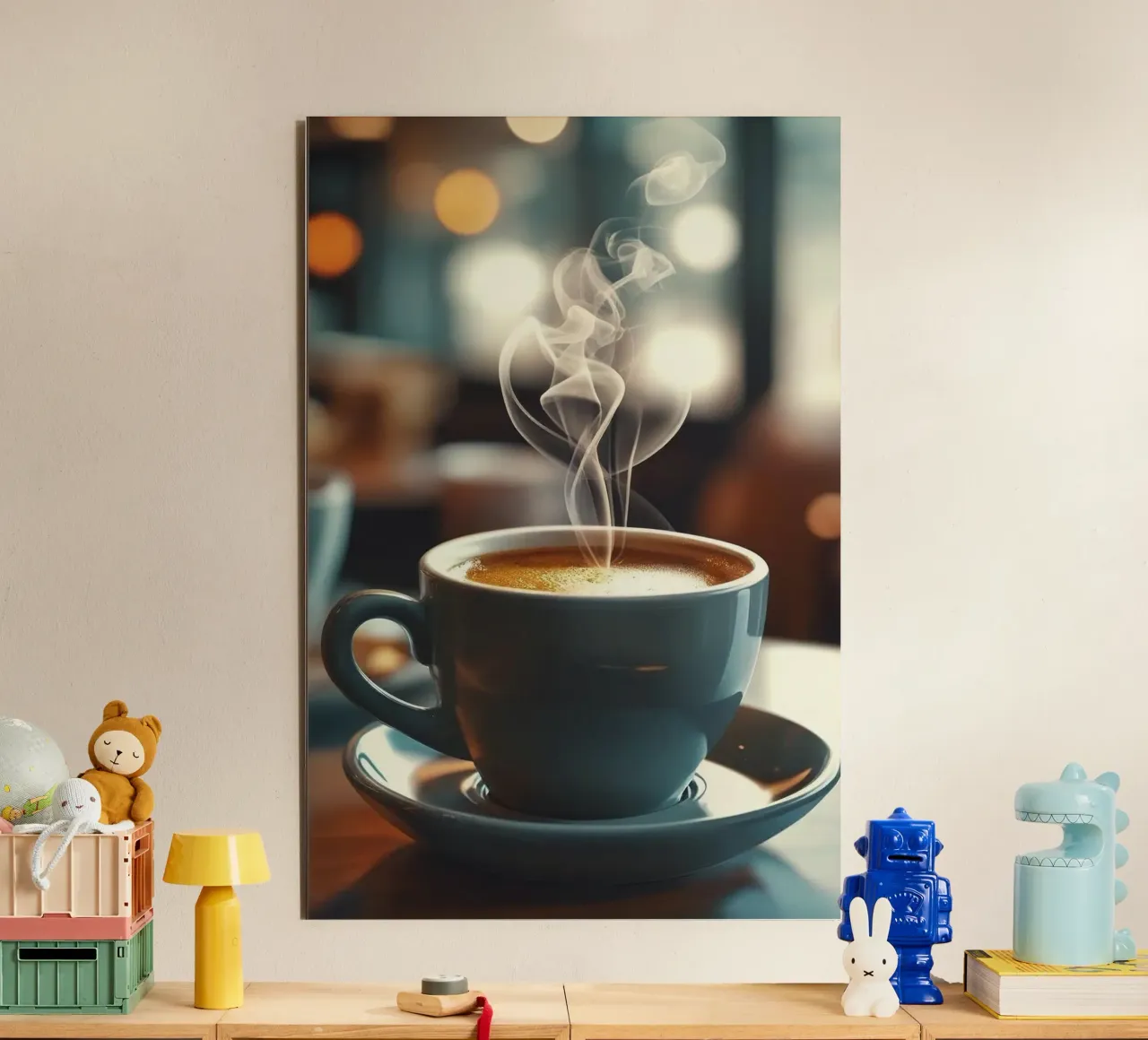 Kaffeetasse Untertasse Dampf Alu-Dibond von cofa home