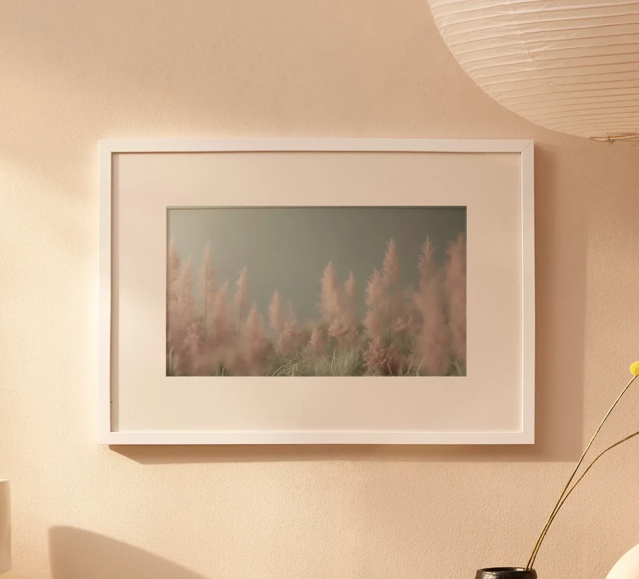 fiori rosa erbe poster con telaio in alluminio da cofa home