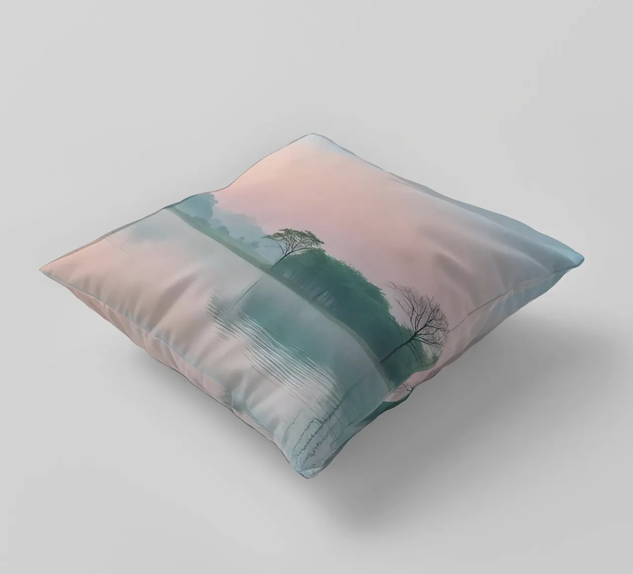 lake trees mist decorative cushion by cofa home