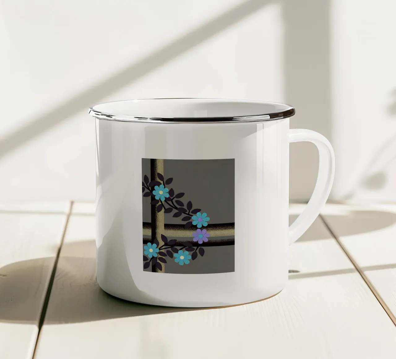 La bellezza dei fiori blu tazza in smalto da SOUL SHOP