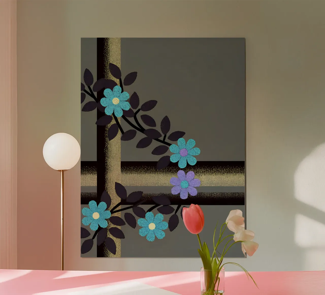 La bellezza dei fiori blu poster con telaio in legno da SOUL SHOP