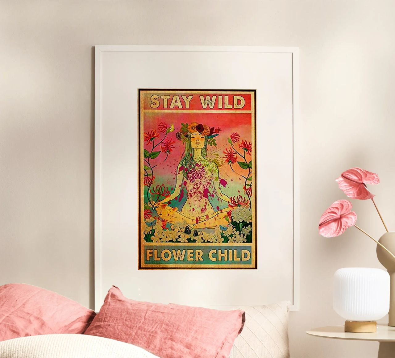Blijf Wild Bloemen Kind poster van fiona shop