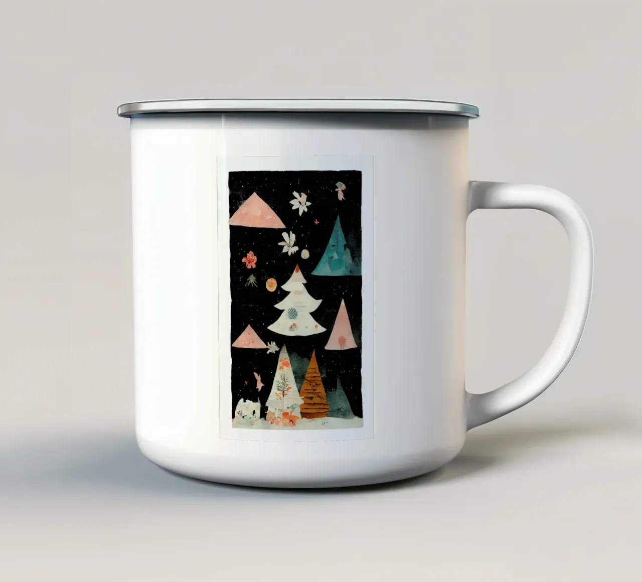 Paper Cut Winter Scene tazza in smalto da treechild