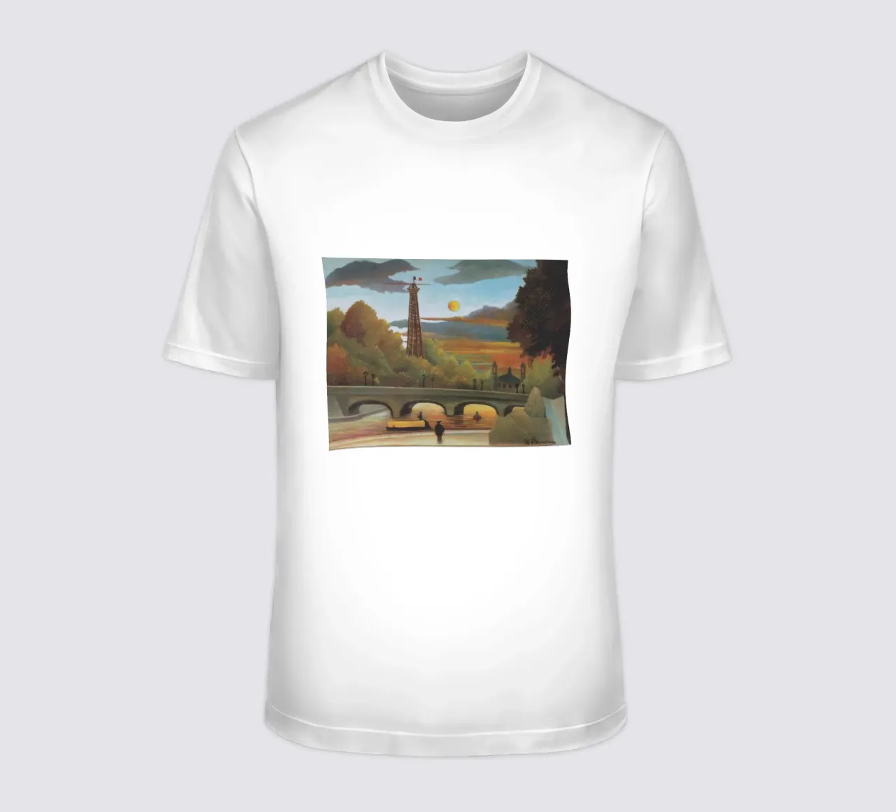Senna e torre Eiffel al tramonto di Henri Rousseau t-shirt da tokovictory