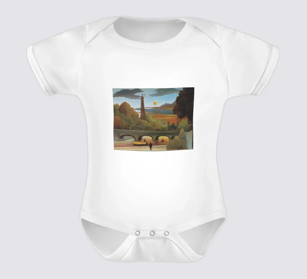 Senna e torre Eiffel al tramonto di Henri Rousseau body neonato maniche corte da tokovictory