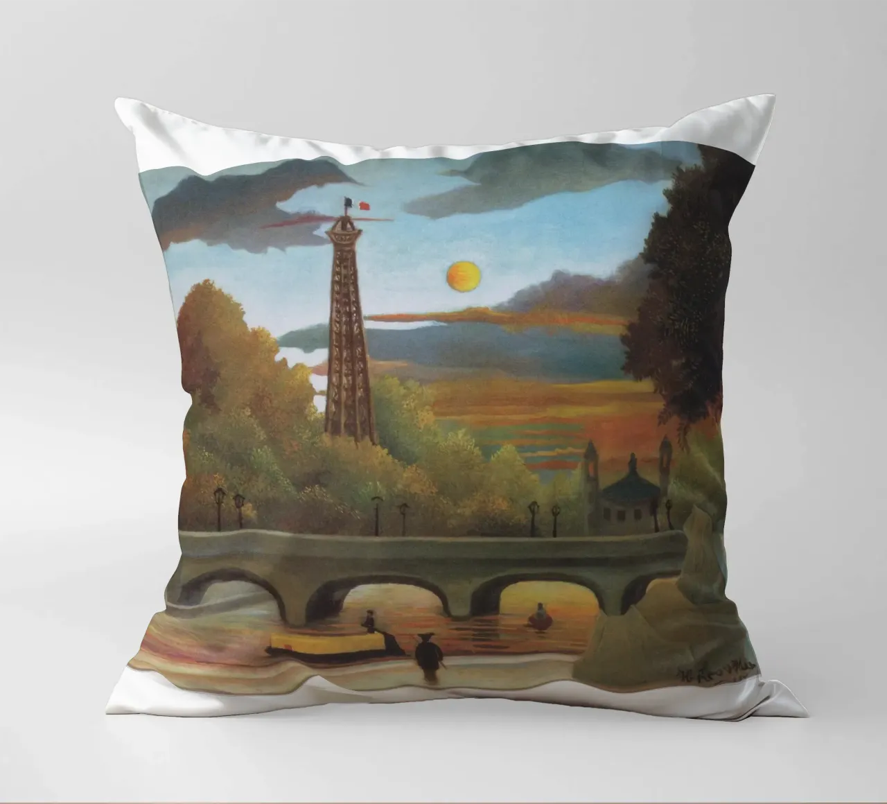 Senna e torre Eiffel al tramonto di Henri Rousseau cuscino da tokovictory