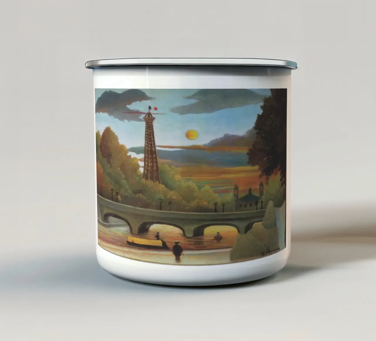 Senna e torre Eiffel al tramonto di Henri Rousseau tazza in smalto da tokovictory