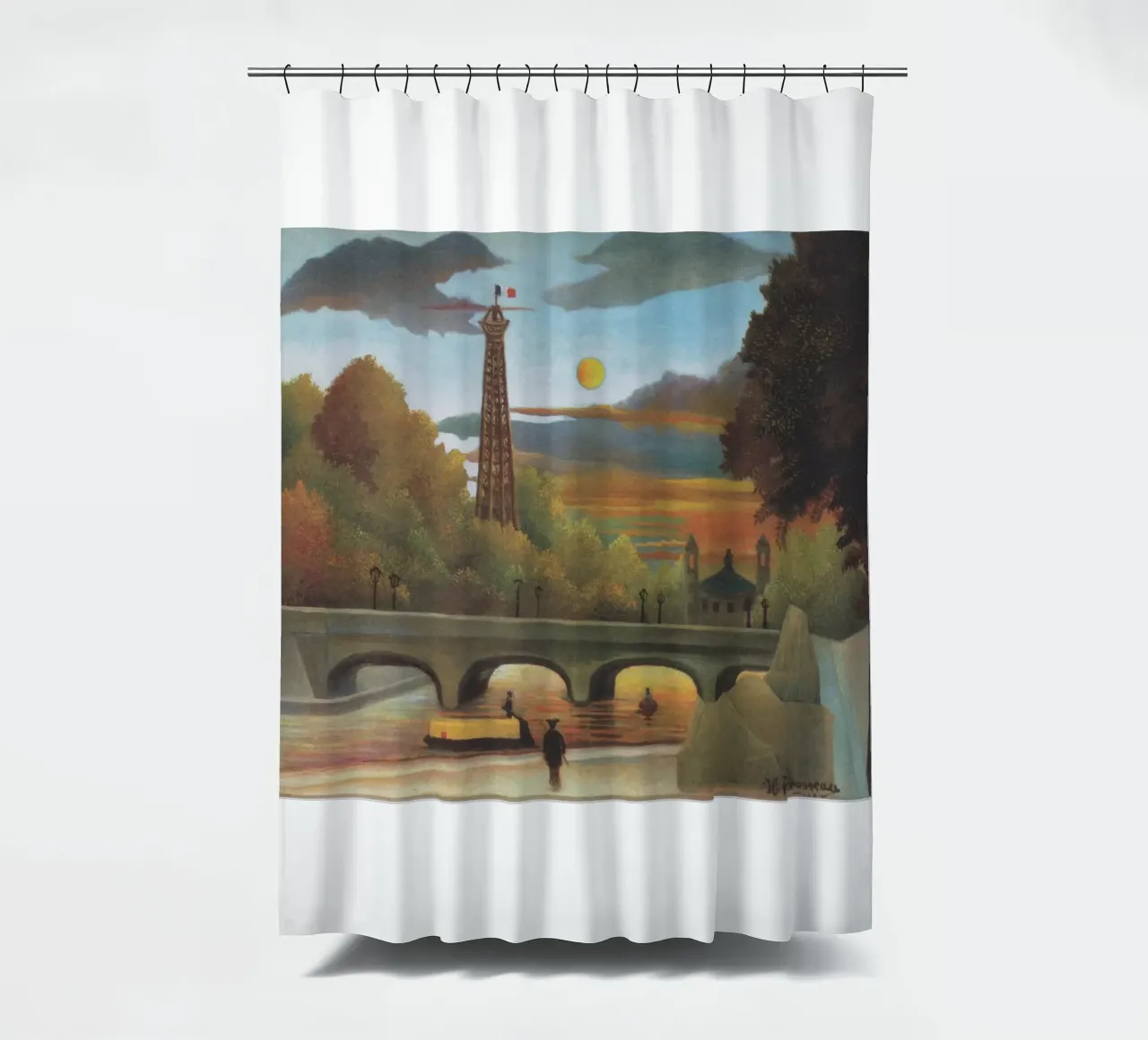 Senna e torre Eiffel al tramonto di Henri Rousseau tenda da doccia da tokovictory