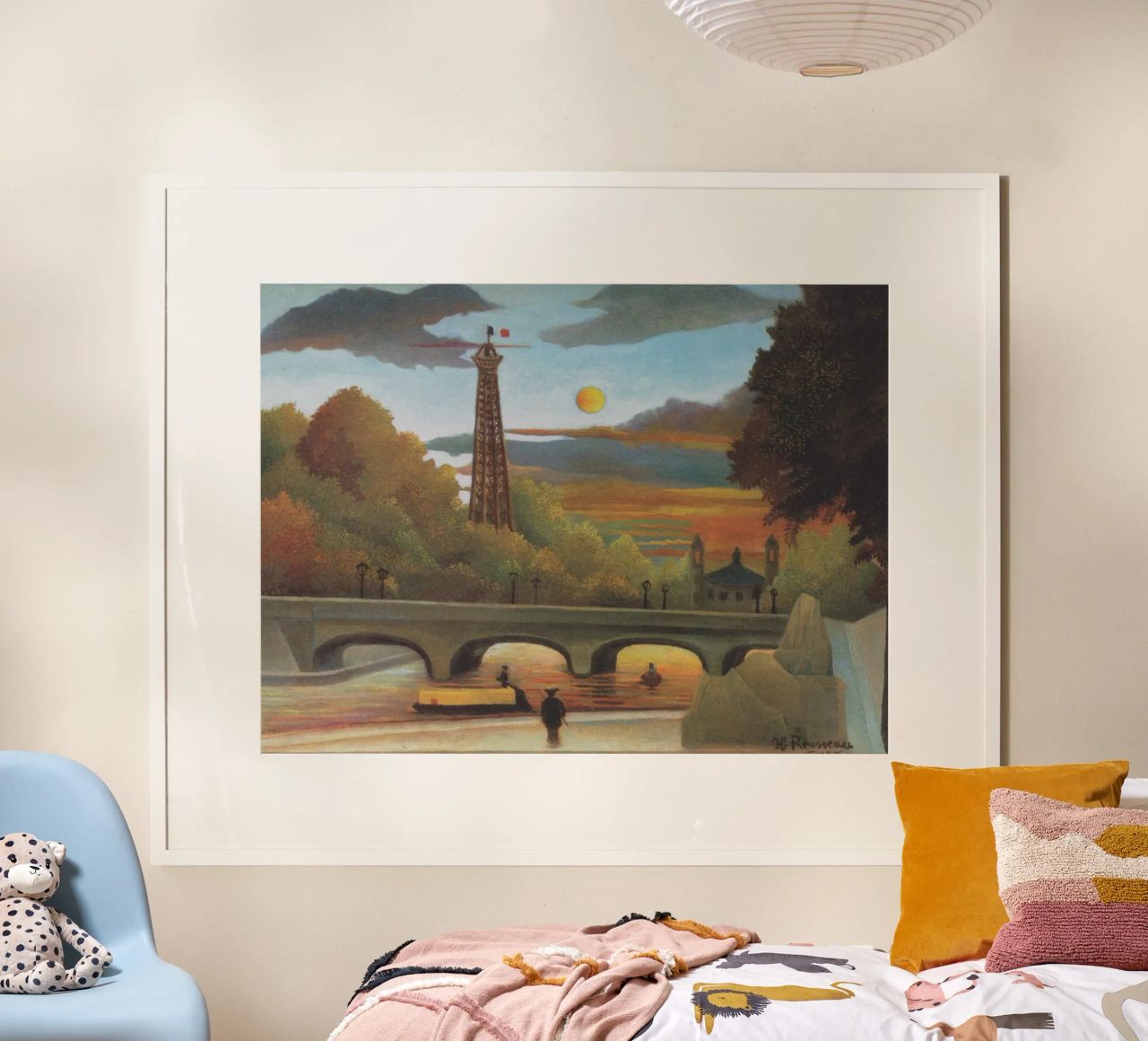 Seine and Eiffel tower in the sunset by Henri Rousseau poster by tokovictory