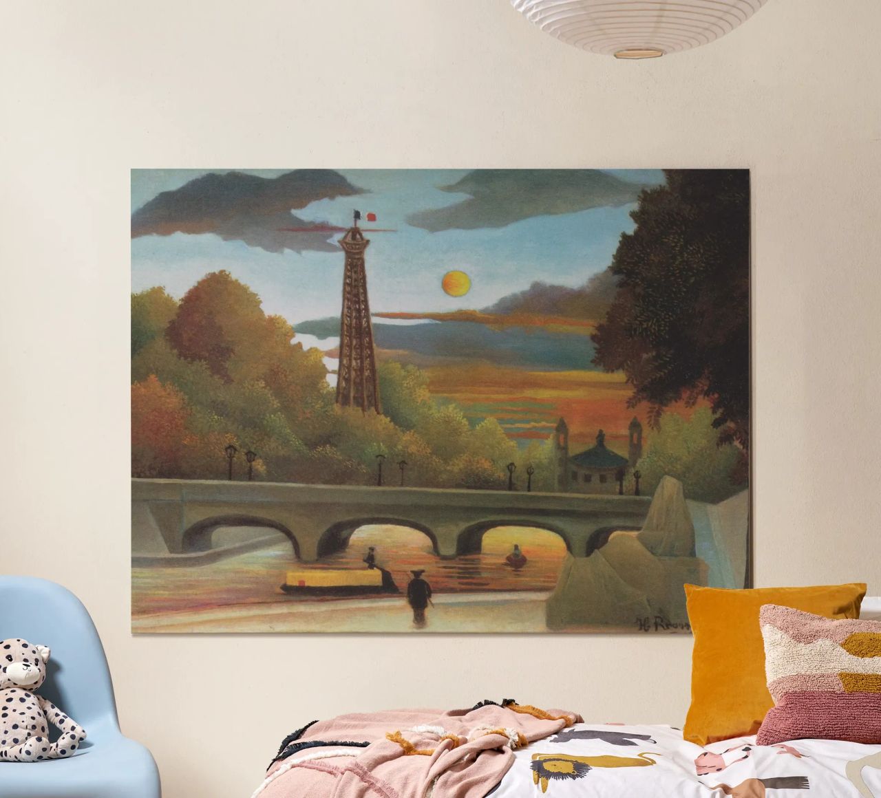 Seine and Eiffel tower in the sunset by Henri Rousseau poster by tokovictory
